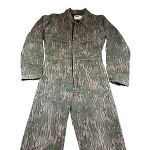 Vintage Key Imperial Camo Insulated Coveralls Tree Bark Made in USA Size 18